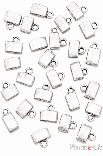 Metallanhänger - 10 mm x 5 mm, Loch 3 mm - silber